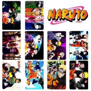10 pcs/set Cartoon Naruto Collection Cards Kakashi Action Figures PVC Crystal Paste Stickers Trading Card Kid Gift Toy