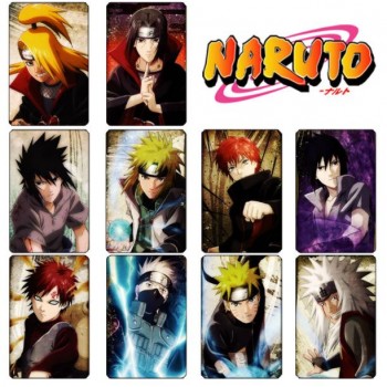 10 pcs/set Cartoon Naruto Collection Cards Kakashi Action Figures PVC Crystal Paste Stickers Trading Card Kid Gift Toy
