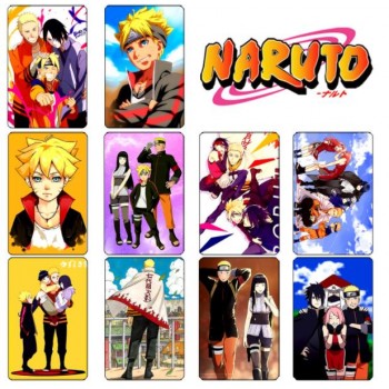 10 pcs/set Cartoon Naruto Collection Cards Kakashi Action Figures PVC Crystal Paste Stickers Trading Card Kid Gift Toy