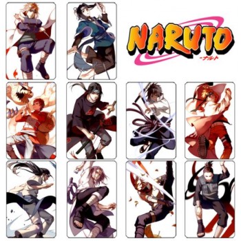 10 pcs/set Cartoon Naruto Collection Cards Kakashi Action Figures PVC Crystal Paste Stickers Trading Card Kid Gift Toy