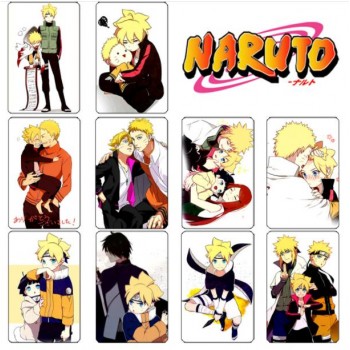 10 pcs/set Cartoon Naruto Collection Cards Kakashi Action Figures PVC Crystal Paste Stickers Trading Card Kid Gift Toy