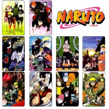 10 pcs/set Cartoon Naruto Collection Cards Kakashi Action Figures PVC Crystal Paste Stickers Trading Card Kid Gift Toy