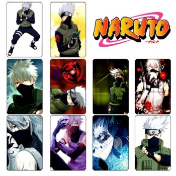 10 pcs/set Cartoon Naruto Collection Cards Kakashi Action Figures PVC Crystal Paste Stickers Trading Card Kid Gift Toy