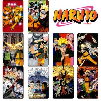 10 pcs/set Cartoon Naruto Collection Cards Kakashi Action Figures PVC Crystal Paste Stickers Trading Card Kid Gift Toy