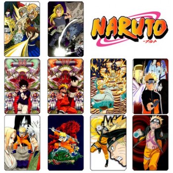 10 pcs/set Cartoon Naruto Collection Cards Kakashi Action Figures PVC Crystal Paste Stickers Trading Card Kid Gift Toy
