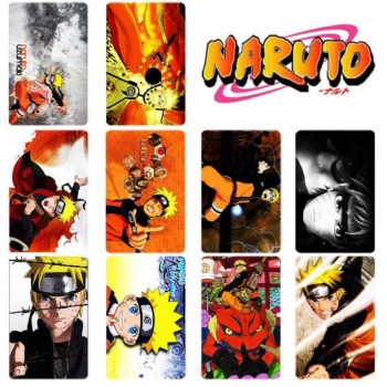 10 pcs/set Cartoon Naruto Collection Cards Kakashi Action Figures PVC Crystal Paste Stickers Trading Card Kid Gift Toy