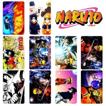 10 pcs/set Cartoon Naruto Collection Cards Kakashi Action Figures PVC Crystal Paste Stickers Trading Card Kid Gift Toy