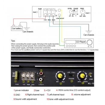 AOSHIKE 12V 1000W Powerful Bass Subwoofer Car Audio High Power Amplifier Amp Board Thermal Overload Protect Powerful