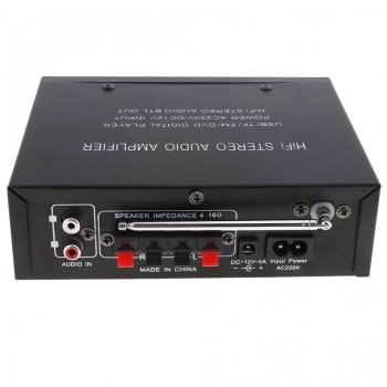 DC12V/AC220V Bluetooth 2CH Hi-Fi Car Stereo Audio Power Amplifier Digital Tube Display Player Support USB / SD / FM / DVD