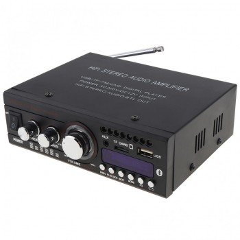 DC12V/AC220V Bluetooth 2CH Hi-Fi Car Stereo Audio Power Amplifier Digital Tube Display Player Support USB / SD / FM / DVD