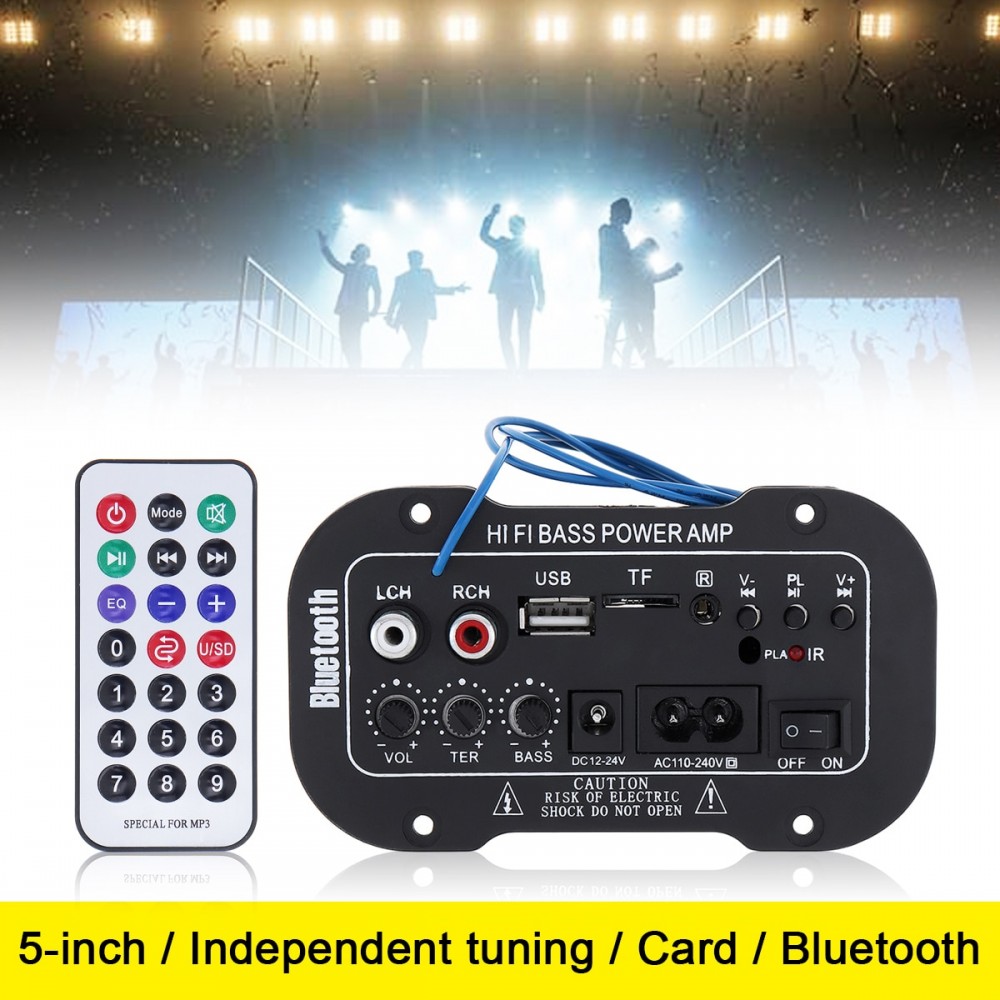 5Inch 25W HI-FI Bluetooth Car Audio Power Amplifier FM Radio Player Support/ SD / USB / DVD / MP3 Input for Car Motorcycle Home