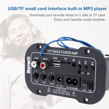 5Inch 25W HI-FI Bluetooth Car Audio Power Amplifier FM Radio Player Support/ SD / USB / DVD / MP3 Input for Car Motorcycle Home