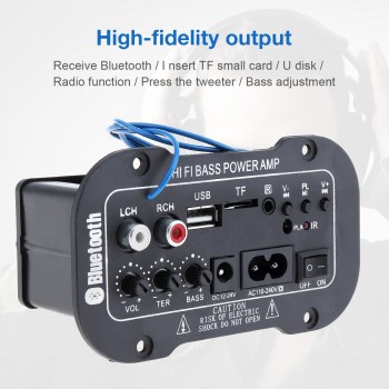 5Inch 25W HI-FI Bluetooth Car Audio Power Amplifier FM Radio Player Support/ SD / USB / DVD / MP3 Input for Car Motorcycle Home