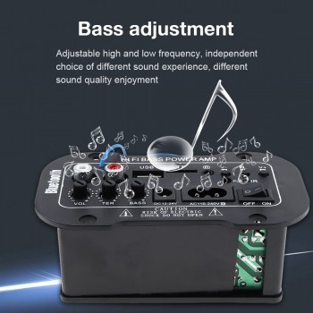 5Inch 25W HI-FI Bluetooth Car Audio Power Amplifier FM Radio Player Support/ SD / USB / DVD / MP3 Input for Car Motorcycle Home