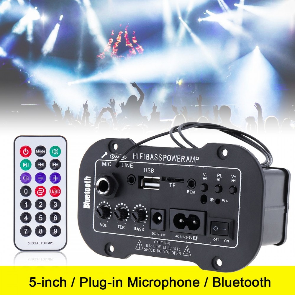 5 Inch HIFI Bluetooth Car Audio Power Amplifier FM Stereo Radio Player Support MIC SD USB DVD MP3 Input for Auto Motorcycle Home