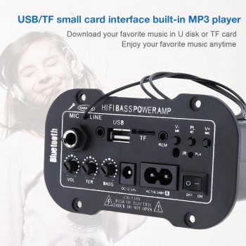 5 Inch HIFI Bluetooth Car Audio Power Amplifier FM Stereo Radio Player Support MIC SD USB DVD MP3 Input for Auto Motorcycle Home