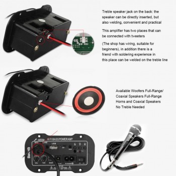 5 Inch HIFI Bluetooth Car Audio Power Amplifier FM Stereo Radio Player Support MIC SD USB DVD MP3 Input for Auto Motorcycle Home