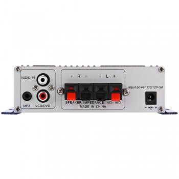 HY-2002 Hi-Fi DC 12V Mini Auto Car Stereo Amplifier 2 Channels Audio Amplifier Support CD DVD MP3 Input for Car Motorcycle Home