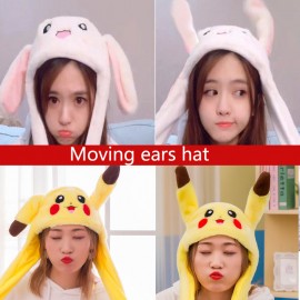 Kocozo Cartoon Hats Moving Ears Cute Rabbit Toy Hat Airbag Kawaii Funny Toy Hat for Girls Cap Kids Plush Toy Christmas Gift