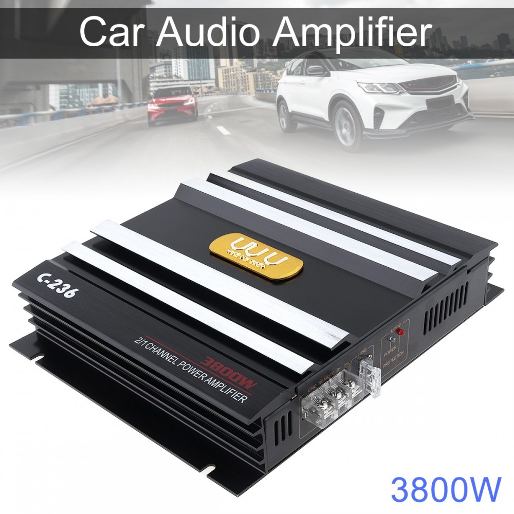 3800W Car Amplifer 400W Class AB Digital 2 Channel Black Aluminum Alloy High Power Car Stereo Audio Power Amplifier