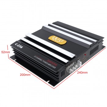3800W Car Amplifer 400W Class AB Digital 2 Channel Black Aluminum Alloy High Power Car Stereo Audio Power Amplifier