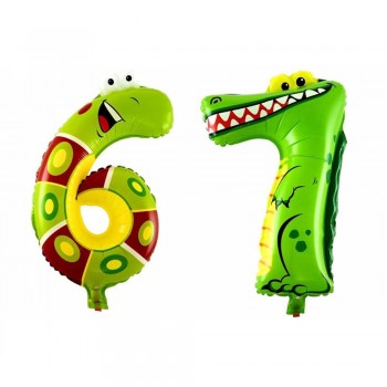 6 Inches Animal Cartoon Number Foil Balloons Party Hat Digit Air Ballons Birthday Party for Kids Toys