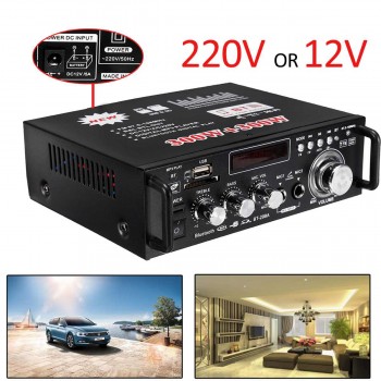 12V/ 220V BT-298A 2CH LCD Display Digital HIFI Audio Stereo Power Amplifier Bluetooth FM Radio Car Home 600W with Remote Control