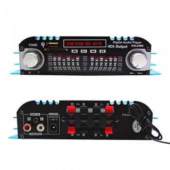 AOSHIKE 12V  80W Car Computer Amplifier Car-Mounted Home  4 Channel Card Remote Control Amplifier Bedside Audio Amplifier HIFI