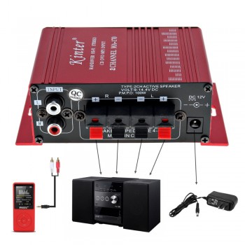 Kinter Mini 2CH HiFi Stereo Car Power Amplifier Booster Audio Amplifier AMP Support DVD CD MP3 Input for Auto Motorcycle Home