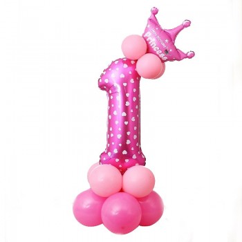 17pcs in 1 Pink Blue 0-9 Numbers Large Helium Number Foil Children Festivals Dekoration Birthday Party Toy hat for Kids