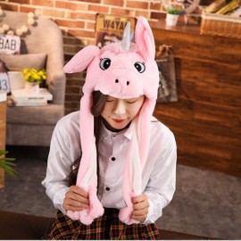 New Style attractive kids Cuddly Moving Ear plush unicorn hat soft hamster Hat Dance Plush Toy For Gift
