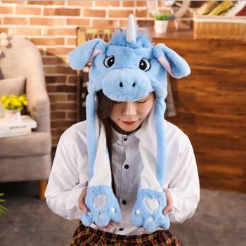 New Style attractive kids Cuddly Moving Ear plush unicorn hat soft hamster Hat Dance Plush Toy For Gift