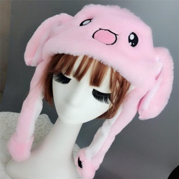 Cute plush Ears Moving rabbit hat for mobile  photo props cosplay toy hat plush toy Christmas Halloween birthday party dress up