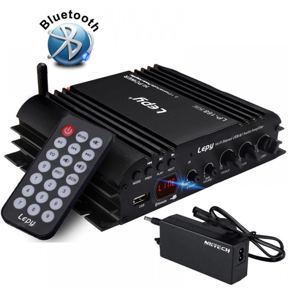 Vehemo USB FM Audio Car Stereo Amplifier Radio MP3 Speaker Hi-Fi 4 Channel Power Player With Remote Control for Auto Motorcycle