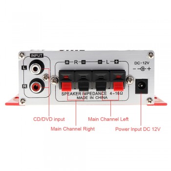 Handover 12V Car Amplifier Motorcycle Home Boat Auto Stereo Audio Amplifier 2 Channel Digital Hi-Fi Amp Support CD DVD MP3 Input