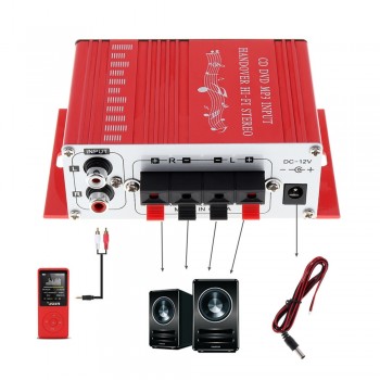 Handover 12V Car Amplifier Motorcycle Home Boat Auto Stereo Audio Amplifier 2 Channel Digital Hi-Fi Amp Support CD DVD MP3 Input