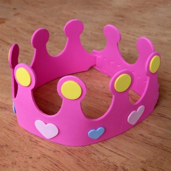 12pcs EVA child Party Hats Birthday Hats DIY Birthday Crown Hat Nursery Toy Crown Hat for Kids Party Gift (Random Color)