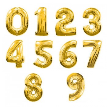 Gold Sliver 32 inch  0-9  Large Helium Digital Air Ballons Foil Children Festival Birthday Party for Kids Cartoon Hat Toys