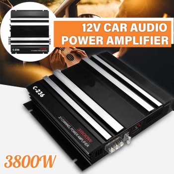 3800W Car Power Amplifier for Subwoofer DC 12V 2 Channel HiFi Bass Car Amplifier Board Stereo Boat Motorcycle Home Music Player