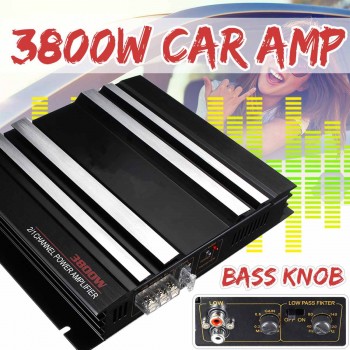 3800W Car Power Amplifier for Subwoofer DC 12V 2 Channel HiFi Bass Car Amplifier Board Stereo Boat Motorcycle Home Music Player