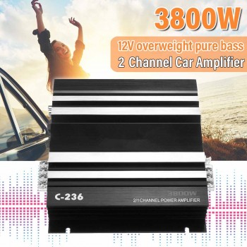3800W Car Power Amplifier for Subwoofer DC 12V 2 Channel HiFi Bass Car Amplifier Board Stereo Boat Motorcycle Home Music Player