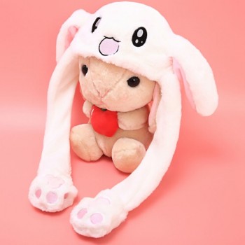 Hot 2018 Moving Ear Rabbit Hat Toys Funny Pinching Ear Will Move Soft Stuffed Animals cap pikachu caps cute ear moving hats