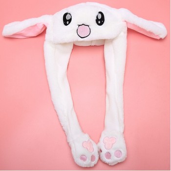 Hot 2018 Moving Ear Rabbit Hat Toys Funny Pinching Ear Will Move Soft Stuffed Animals cap pikachu caps cute ear moving hats