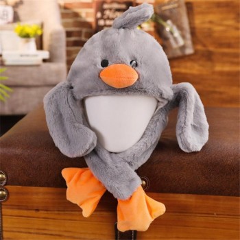 Cute little yellow duck bunny Moving ears the ear hat photo props cosplay plush hat Christmas Halloween birthday party dress up