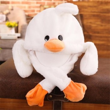 Cute little yellow duck bunny Moving ears the ear hat photo props cosplay plush hat Christmas Halloween birthday party dress up