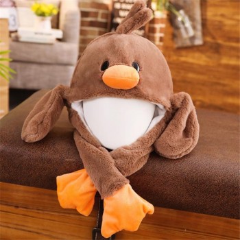 Cute little yellow duck bunny Moving ears the ear hat photo props cosplay plush hat Christmas Halloween birthday party dress up