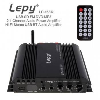HiFi 2.1 Channel EDR Bluetooth Car Amplifier Subwoofer USB U Disk Auto Stereo Audio Amplifier with Remote Control Power Adapter