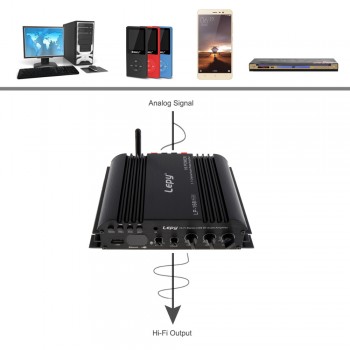 HiFi 2.1 Channel EDR Bluetooth Car Amplifier Subwoofer USB U Disk Auto Stereo Audio Amplifier with Remote Control Power Adapter