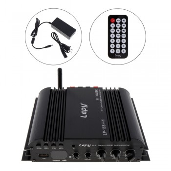 HiFi 2.1 Channel EDR Bluetooth Car Amplifier Subwoofer USB U Disk Auto Stereo Audio Amplifier with Remote Control Power Adapter