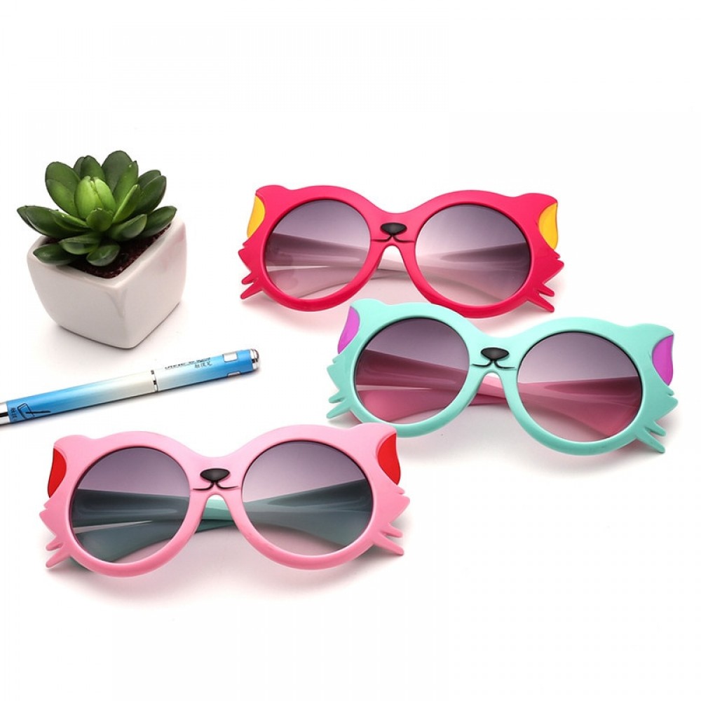 2018 New Girls Boy 8 Colors Cartoon Cat Anti UV400 Eyeglasses Toddler Baby Sunglasses